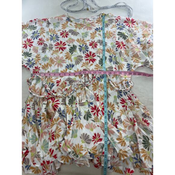Talulah Anthropologie Flower Swing Dress Braided Tie Mini Dress Women's Large - Picture 10 of 11